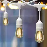 HAMPTON BAY 12-Light 24 ft. Plug-In Edison S14 LED Bulb String Light, White Cord
