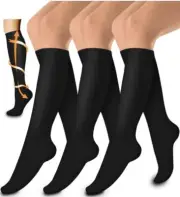 Laite Hebe 3 Pack Medical Compression Sock For Women and Men BLACK Size Large/XL