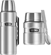 Stainless King Vacuum Insulated Flask, 1.2 Liters, Stainless Steel, SK2010ST4AUS and Thermos Stainless King Vacuum Insulated Food Jar, 470ml, Stainless Steel, SK3000ST4AUS