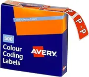 Avery P Side Tab Colour Coding Labels for Lateral Filing, 25 x 38 mm, Dark Orange, 500 Labels (43216)