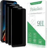 Pokolan [3 Pack] Privacy Screen Protector for Apple iPhone 11 Pro Max, Xs Max, Anti Spy Tempered Glass, 9H Hardness, Case Friendly, Anti Scratch, Bubble Free, Easy to Install