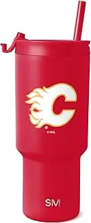 Simple Modern Officially Licensed NHL Calgary Flames 30 oz Tumbler with Flip Lid and Straws | Hockey Insulated Cup Stainless Steel | Gifts for Men Women | Trek Collection | Calgary Flames