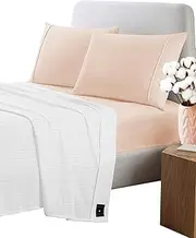 King Grounding Sheet, 95% Cotton and 5% Silver Fibre,Grounding Mat for Bed, Improves Sleeping, Relieves Pain and Stress, Grounding Bed Sheet King Size with 15ft Grounding Wire, White (76x80in)
