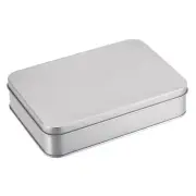 Metal Tin Box, 6.3" x 4.33" x 1.38" Tinplate Containers with Lids, Silver Tone