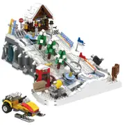 2200pcs Slope Building Block Sets Ski Resort toy with Tent and Snowmob