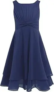 [FEESHOW] Kids Girls Sleeveless Chiffon Flower Girl Dress Wedding Bridesmaid Pageant Ball Gown