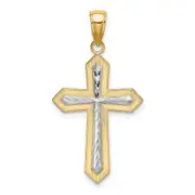 14K Yellow & Rhodium W/ Center Cross Charm