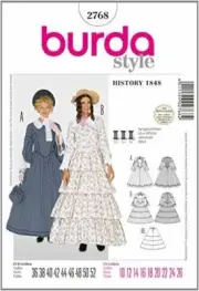 Burda Sewing Pattern 2768 Misses Histroical 1848 Dress Size 10-26 Uncut