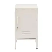 Bedside Table Metal Cabinet - White