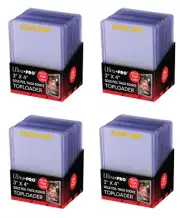 (100 / 4 Packs) Ultra Pro Super Thick Gold Rookie RC 75pt Toploader Card Holders