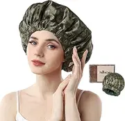 Years calm Silk Bonnet for Sleeping Women & Men, Large Adjustable Unisex Hair Bonnet, Soft Breathable Double-Layer Satin Sleep Cap for Curly Hair, Natural Hair Care Night Caps (Green)