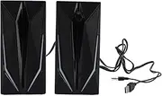 Pair USB Computer Speakers for PC Laptop, Small Plug and Play External Speaker with RGB Light, 3.5mm Aux Input, Stereo USB Mini Computer Sound Bar for Home