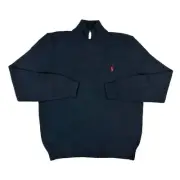 Polo Ralph Lauren Pullover 1/2 Zip Mockneck Sweater - Black (Red pony) - Size: L