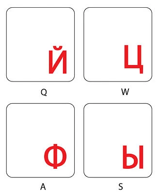 RUSSIAN KEYBOARD STICKERS TRANSPARENT RED LETTERING FOR COMPUTER LAPTOP NEW