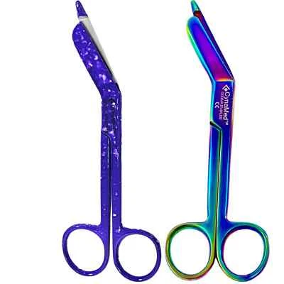 LISTER BANDAGE SCISSORS 5.5" Drew Drop Purple + Titanium Rainbow Stainless Steel