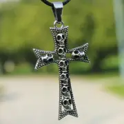 Mens Womens Metal Skull Cross Pendant Leather Cord Rope Necklace #N198