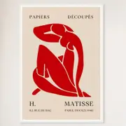 Galrie Papiers Découpés H. Matisse Print Red Silhouette (1948) Elegant for your Home, White Frame, A2 42 x 60cm (16 x 24inch)