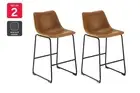 Set of 2 Shangri-La Jackson Sled Base Bar Stools (Black/Tan PU), Benches, Stools