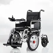 MSXBMSY Home Electric Wheelchair, Lightweight Folded Old Man/Disabled Pool Wheelchair, Big Front Round Four-wheel Electric Wheelchair (Color : Black)