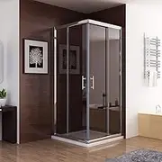 ELEGANT Silver Shower Enclosure,Corner Sliding Door with Tempered Safety Clear Glass,Space Saving,Shower Screen with Panel 1000x1000mm