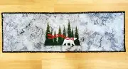 Quilted Table Runner Winter Trees Polar Bear Santa Peace Woodland Embroidered