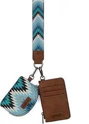 [Montana West] Wrangler Aztec Card Wallet for Women Western Credit Card Holder for Women, Jean