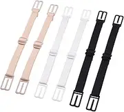 eBoot 6 Piece Bra Strap Clips Elastic Non-slip Strap Holder, Black, Beige, White