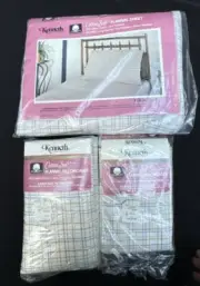 NOS 1980’s Kenneth Home Fashions Flannel Queen Fitted Sheet & Pillowcases New!