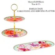 Maxwell & Williams Teas & C's Dahlia Daze 2 Tiered Cake Stand & Platter Set