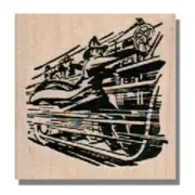 Mounted RUBBER STAMP, Fireman On Truck Side , Firefighter, Fire Engine, Firemen