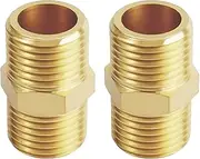 2-Pack 1/2" NPT Male Thread Brass Pipe Nipple Adapter Fittings