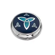 Pillbox Silver Plated Celtic Trinity Design Blue Brand New and Boxed