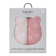 2PK Bubba Blue 55x84cm Nordic Jersey Co-Sleeper Fitted Sheet 0-12m Berry/Rose