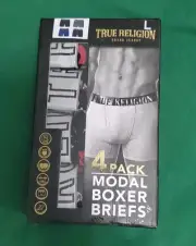 True Religion Men’s Boxer Briefs Modal Spandex Stretch Size Large 4 Pack