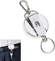 Retractable Fob Holders BE-TOOL 2Pcs Key Chain Reel Metal Retractable Badges Reel Clip for Carabiner Badge Key (Telescopic Steel Length: 68CM)