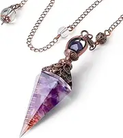 Crystal Pendulums Amethyst Healing Crystal Quartz Pendulum Spiritual Hexagonal Pointed Cone Resin Pendants Witchcraft Energy Balancing Accessories Divination Dowsing Tools 1PC