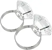 HAWILLOSCH 2pcs Big Diamond Ring Props Charm Spacers Tape Tape Ring Plug Gaskets Retro Lamp Holder Mini Figure Decorations Playful Props Crystal Rhinestone Wedding Ring Glass Transparent