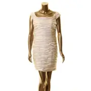 AIDAN MATTOX Women's Silver Foiled Ruched Party Bodycon Dress TEDO