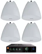 JBL CSMA 180 Commercial 70v Amplifier+(4) White 5.25" Hanging Pendant Speakers
