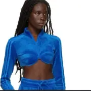 NWT Adidas Originals X Jeremy Scott Blue Cropped Track Jacket Size M Velour $150