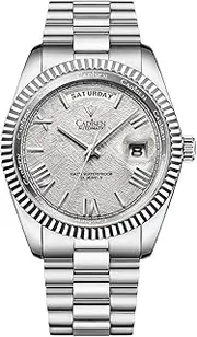 [CADISEN] Men's Automatic Watch with Power Reserve Automatic Sapphire Glass Waterproof Stainless Steel Strap