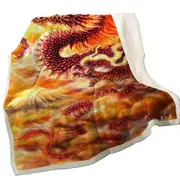 Cool Fantasy Art Red Clouds Dragon Throw Blanket
