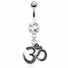 OM CZ Dangle Surgical Steel Belly Button Navel Rings Naval Piercing