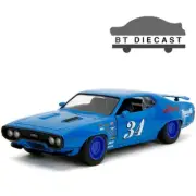 JADA BIGTIME MUSCLE 1972 PLYMOUTH GTX #34 1/24 CHEVRON GRAPHIC BLUE 35218