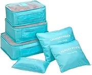 [Go2buy Australia] Go2buy 6pcs Travel Luggage Organizer Set Backpack Storage Pouches Suitcase Packing Bags (Light Blue)