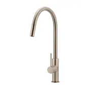 MEIR Piccola Round Pull Out Kitchen Mixer Tap - Dual Flow - Champagne