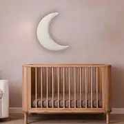 Rolenn Studio Boucle Crescent Wall Decor, Moon wall hanging, Boucle, 55 x 39 cm, White, Nursery decoration