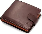 [STARHIDE] Mens RFID Blocking Compact Real Leather Coin Pocket Billfold Wallet Id Card Holder 1075 Brown Tan
