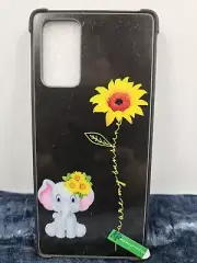 Black Samsung Galaxy Note 20 Phone Case With Elephant And Sun Flower