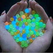 KARLOR Pack of 100 Luminous Beads, Colourful 12mm/3mm Holes, Fluorescent Loose Beads, Glow in the Dark for DIY Bracelet, Hand Art, Bait, Fishing Equipment